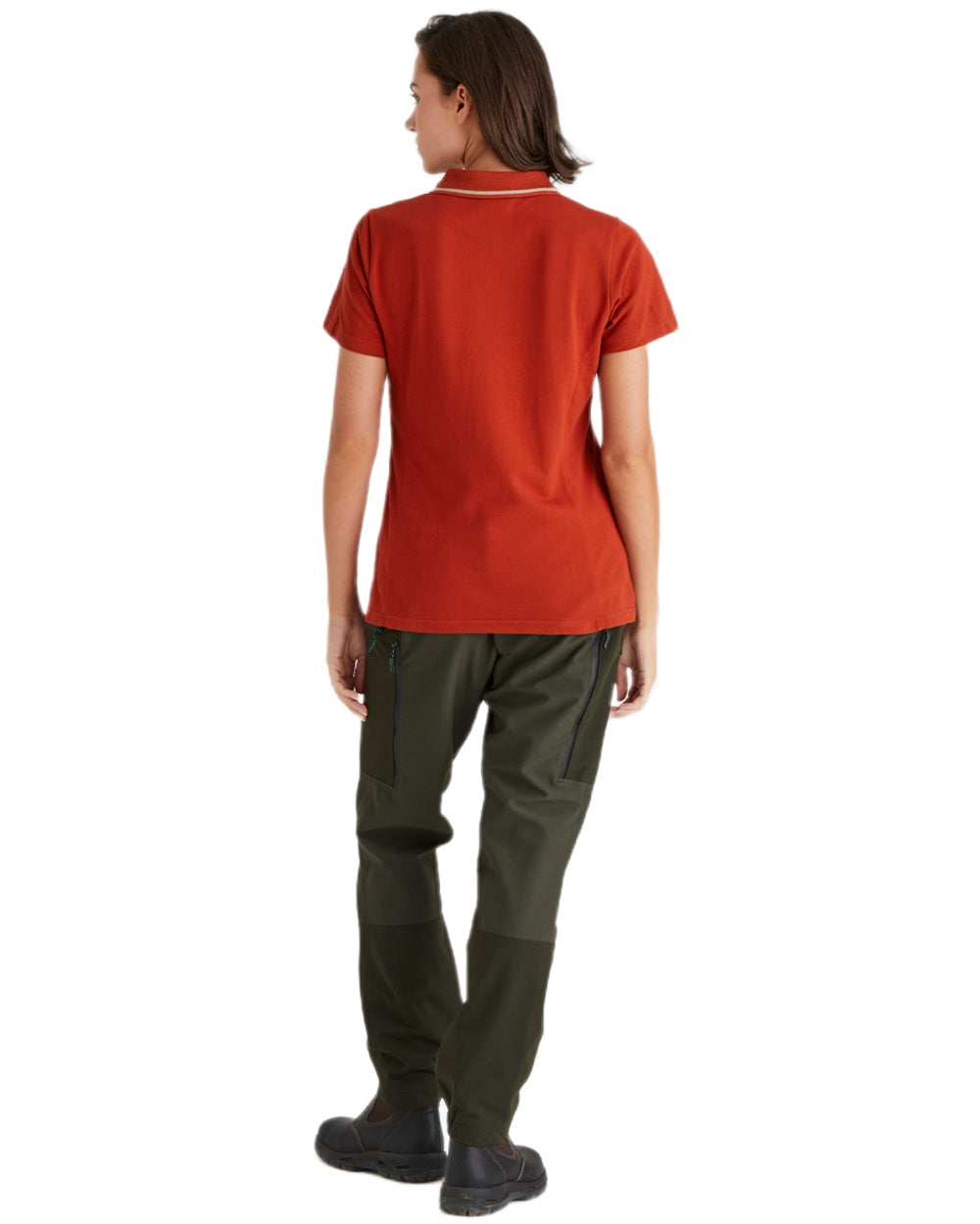 Russet coloured Ridgeline Womens Kilworth Polo Shirt on white background 