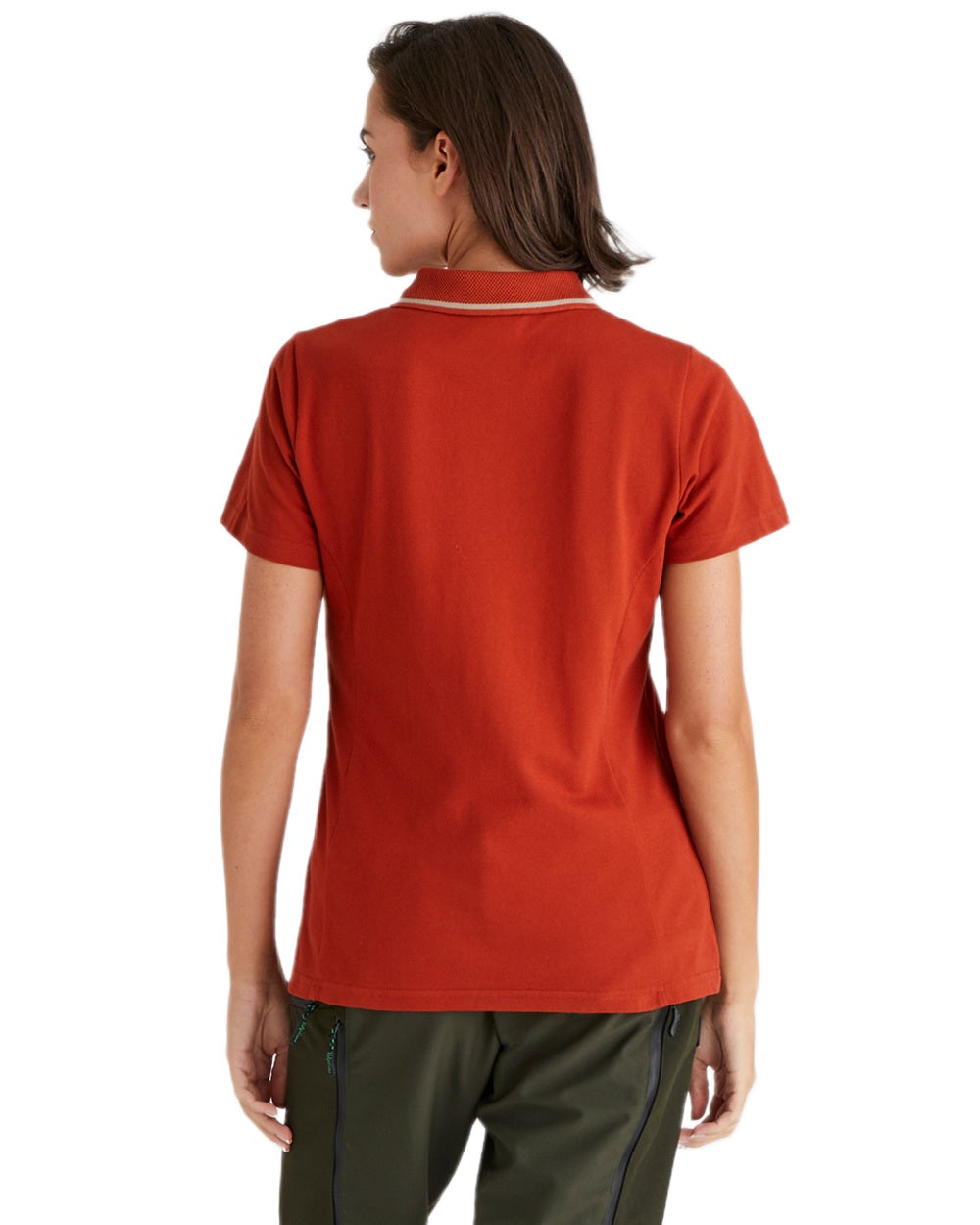 Russet coloured Ridgeline Womens Kilworth Polo Shirt on white background 