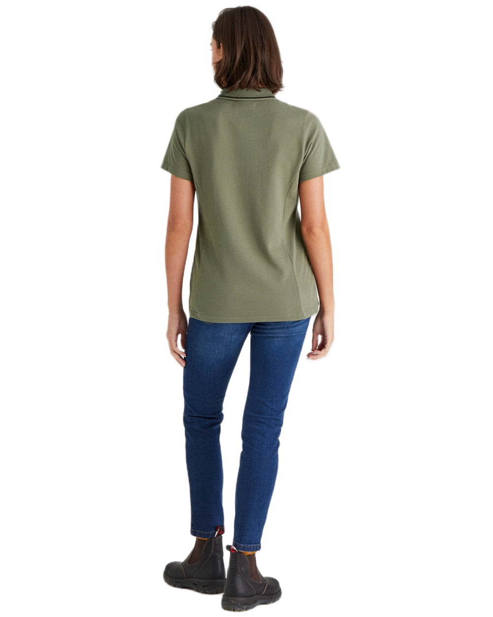 Smokey Olive coloured Ridgeline Womens Kilworth Polo Shirt on white background 