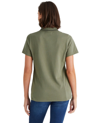 Smokey Olive coloured Ridgeline Womens Kilworth Polo Shirt on white background 