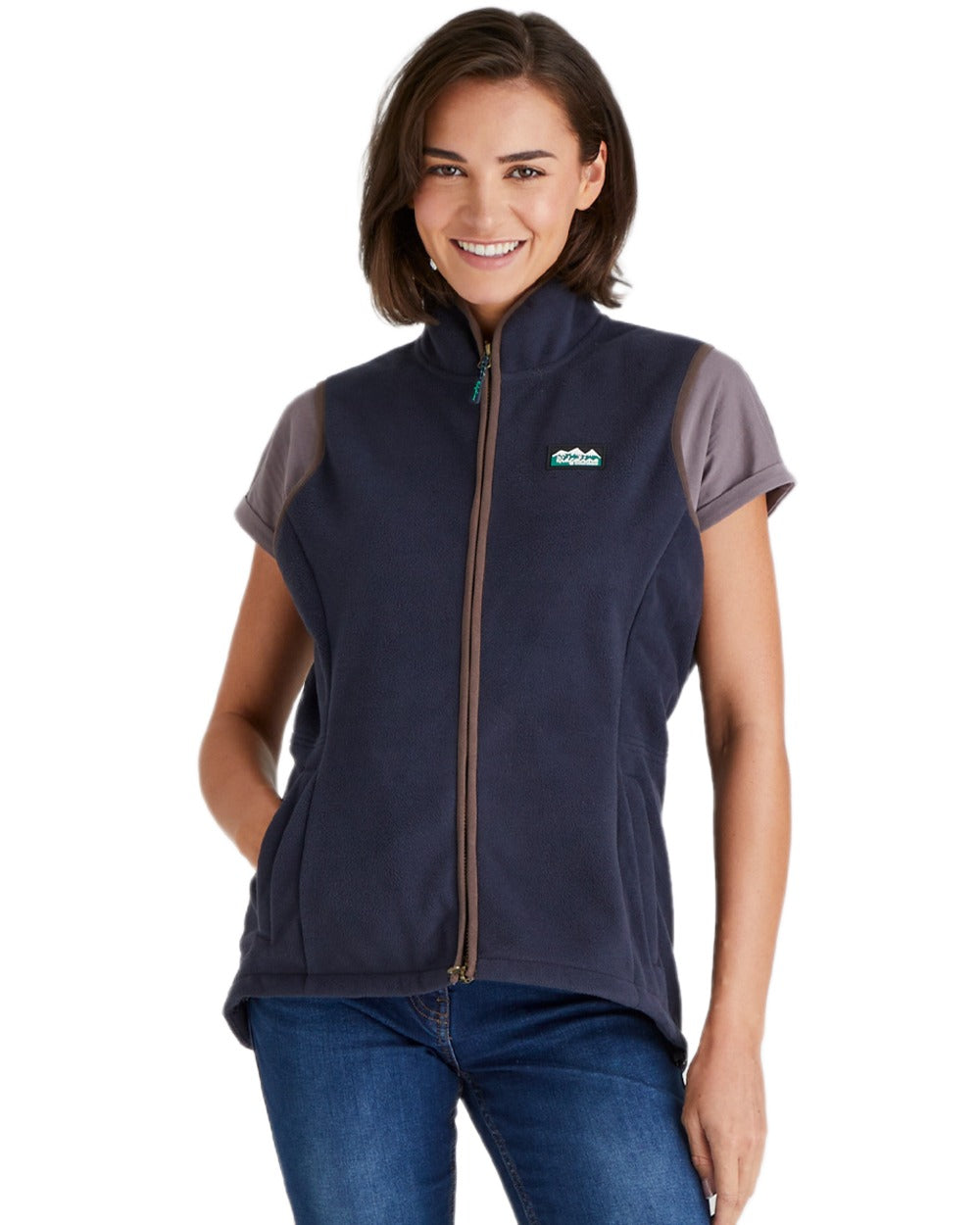 Navy coloured Ridgeline Womens Kodiak Gilet on white background 