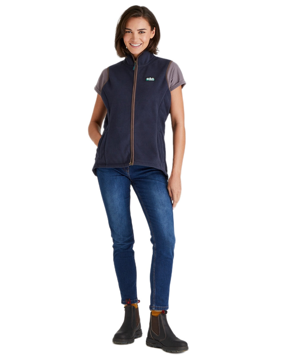 Navy coloured Ridgeline Womens Kodiak Gilet on white background 