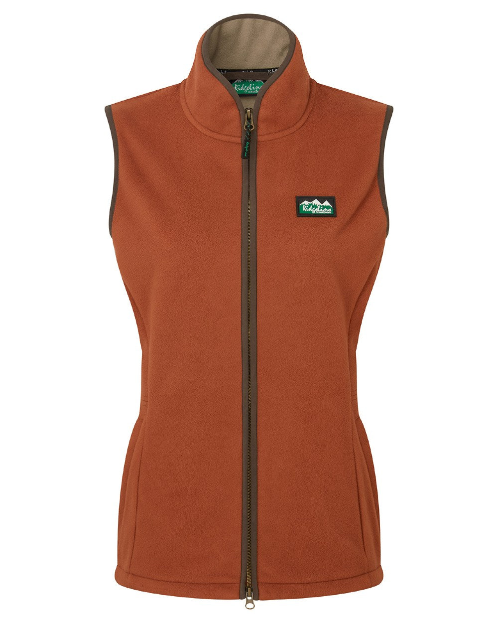 Russet coloured Ridgeline Womens Kodiak Gilet on white background 