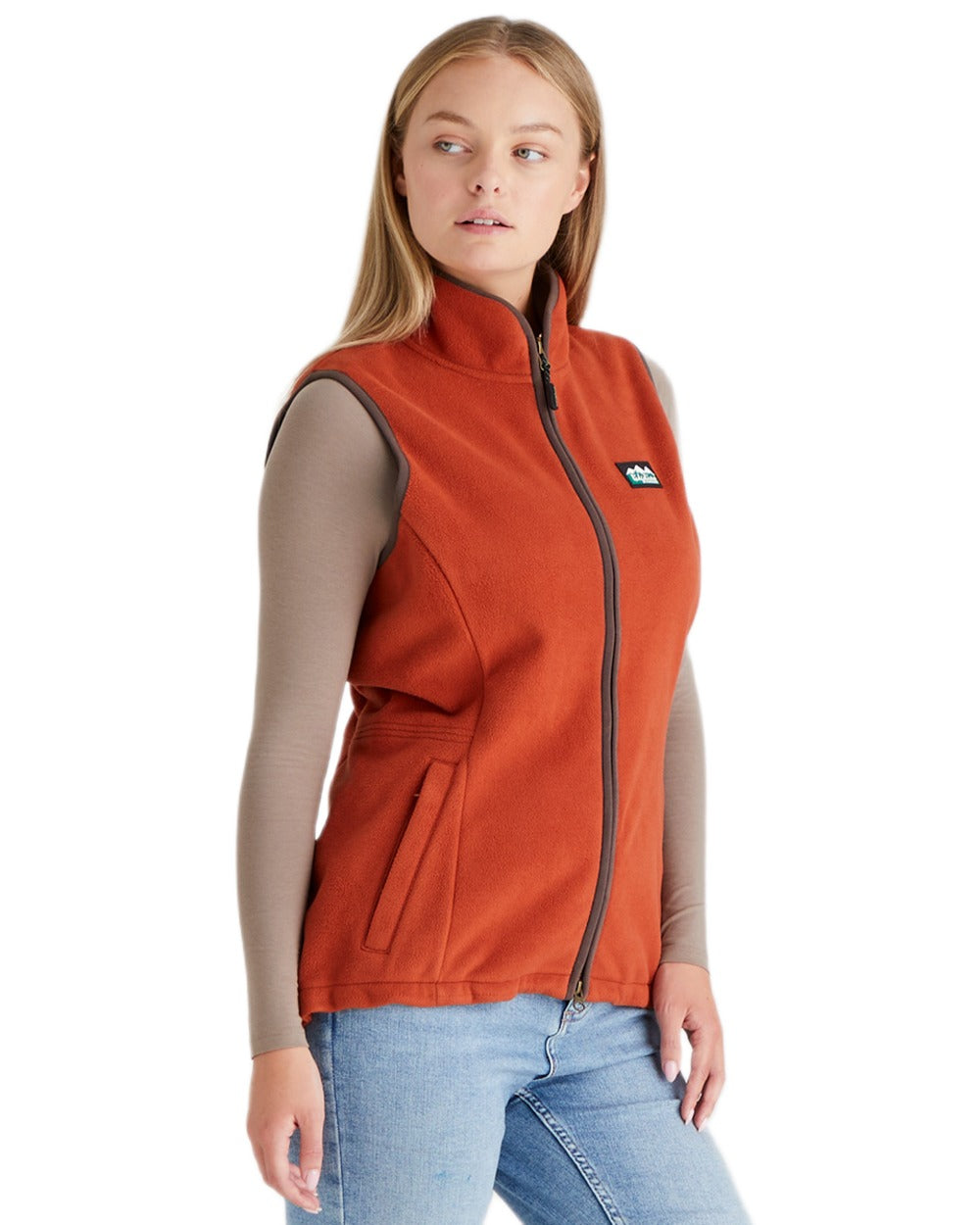Russet coloured Ridgeline Womens Kodiak Gilet on white background 