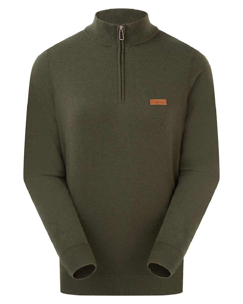 Deep Forest coloured Ridgeline Womens Melford Knit 1/4 Zip Jumper on white background 
