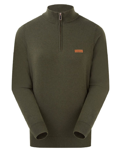 Deep Forest coloured Ridgeline Womens Melford Knit 1/4 Zip Jumper on white background 