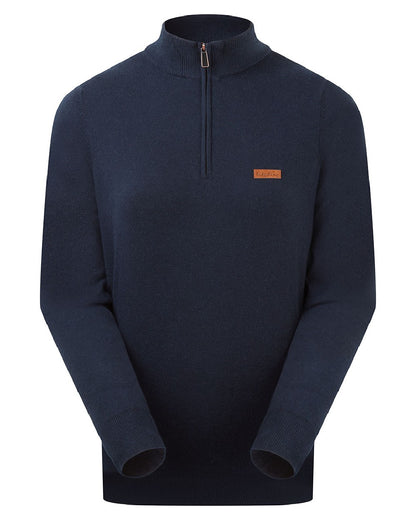 Navy coloured Ridgeline Womens Melford Knit 1/4 Zip Jumper on white background 
