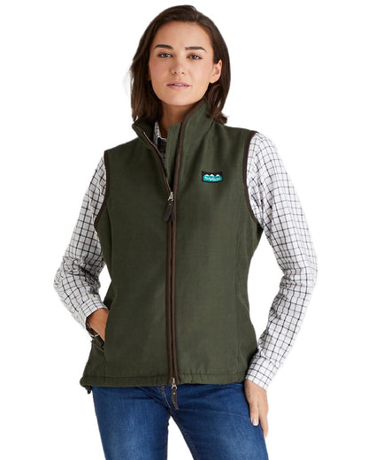 Deep Forest coloured Ridgeline Womens Monarch Gilet on white background 