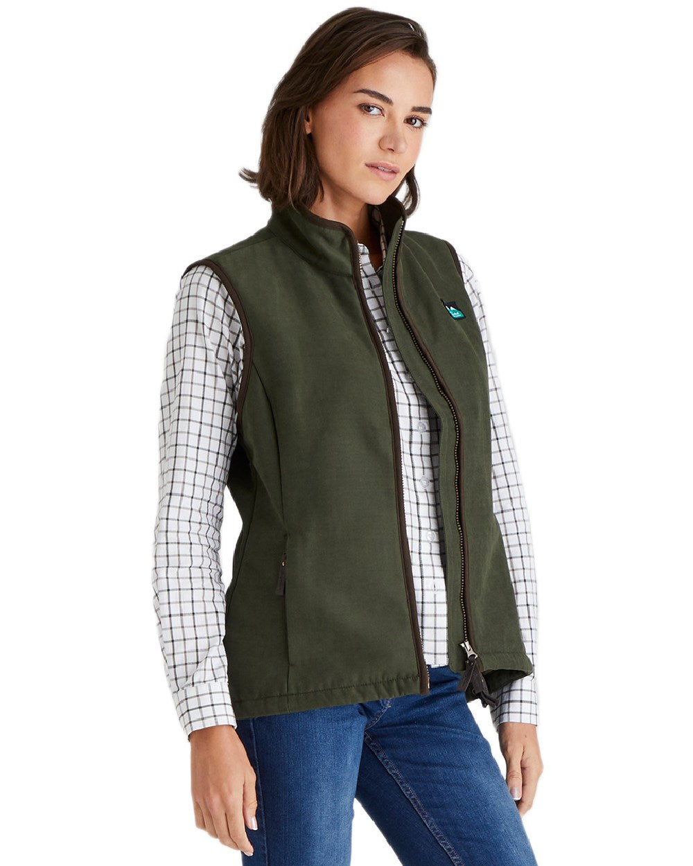 Deep Forest coloured Ridgeline Womens Monarch Gilet on white background 