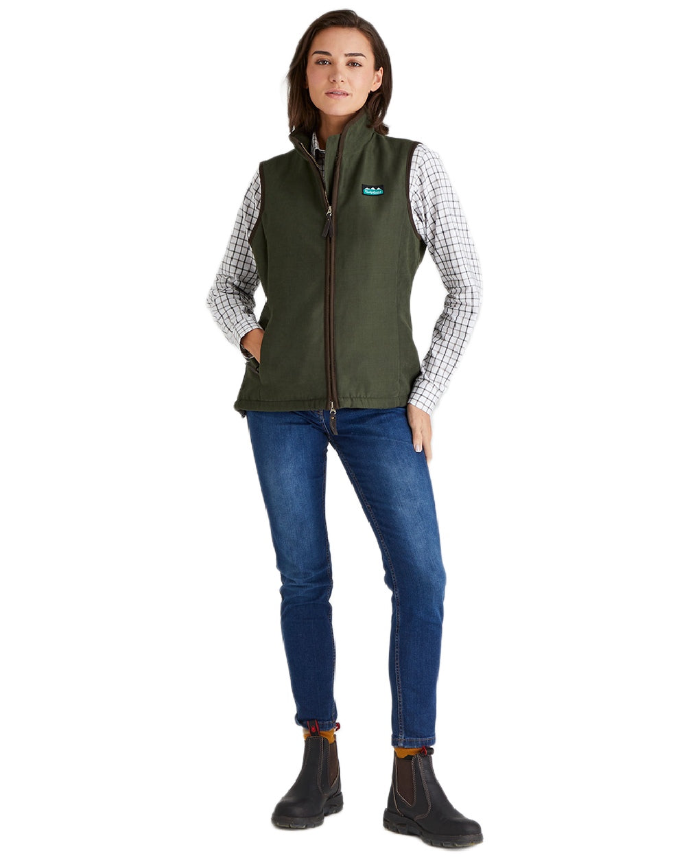 Deep Forest coloured Ridgeline Womens Monarch Gilet on white background 
