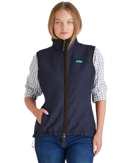 Navy coloured Ridgeline Womens Monarch Gilet on white background 