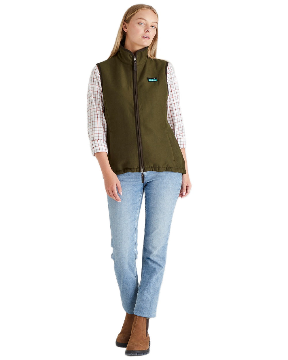 Teak coloured Ridgeline Womens Monarch Gilet on white background 