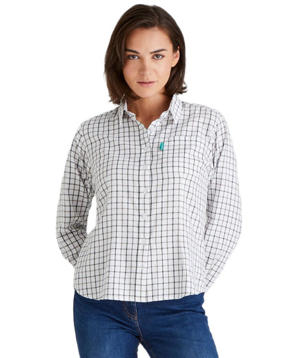 Deep Forest Smokey Olive coloured Ridgeline Womens Sedgebrook Shirt on white background 