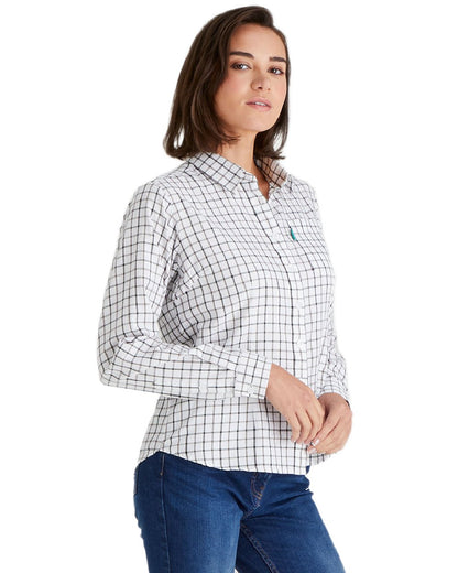 Deep Forest Smokey Olive coloured Ridgeline Womens Sedgebrook Shirt on white background 