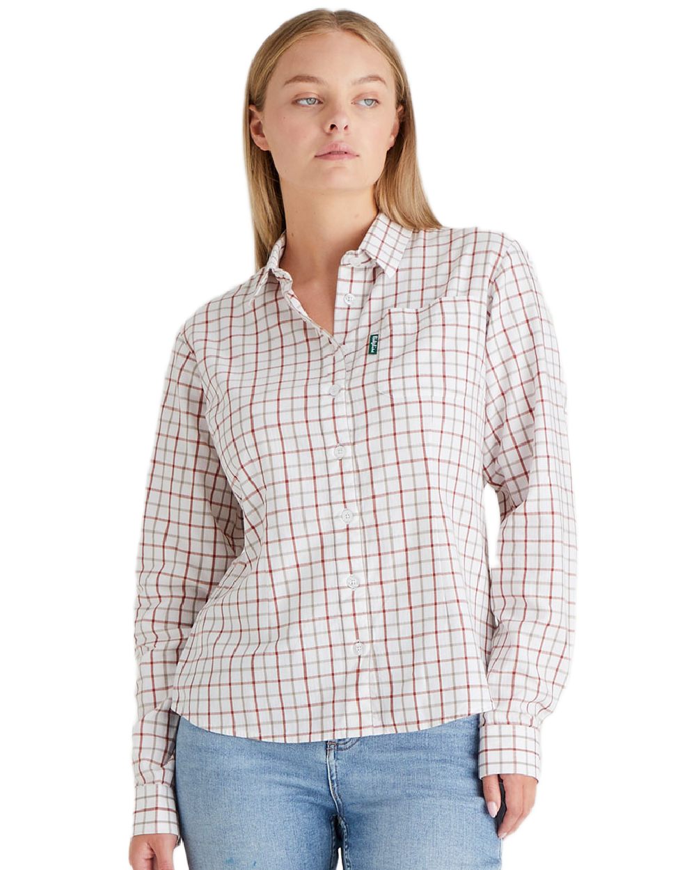 Russet Roasted Cashew coloured Ridgeline Womens Sedgebrook Shirt on white background 