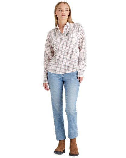 Russet Roasted Cashew coloured Ridgeline Womens Sedgebrook Shirt on white background 