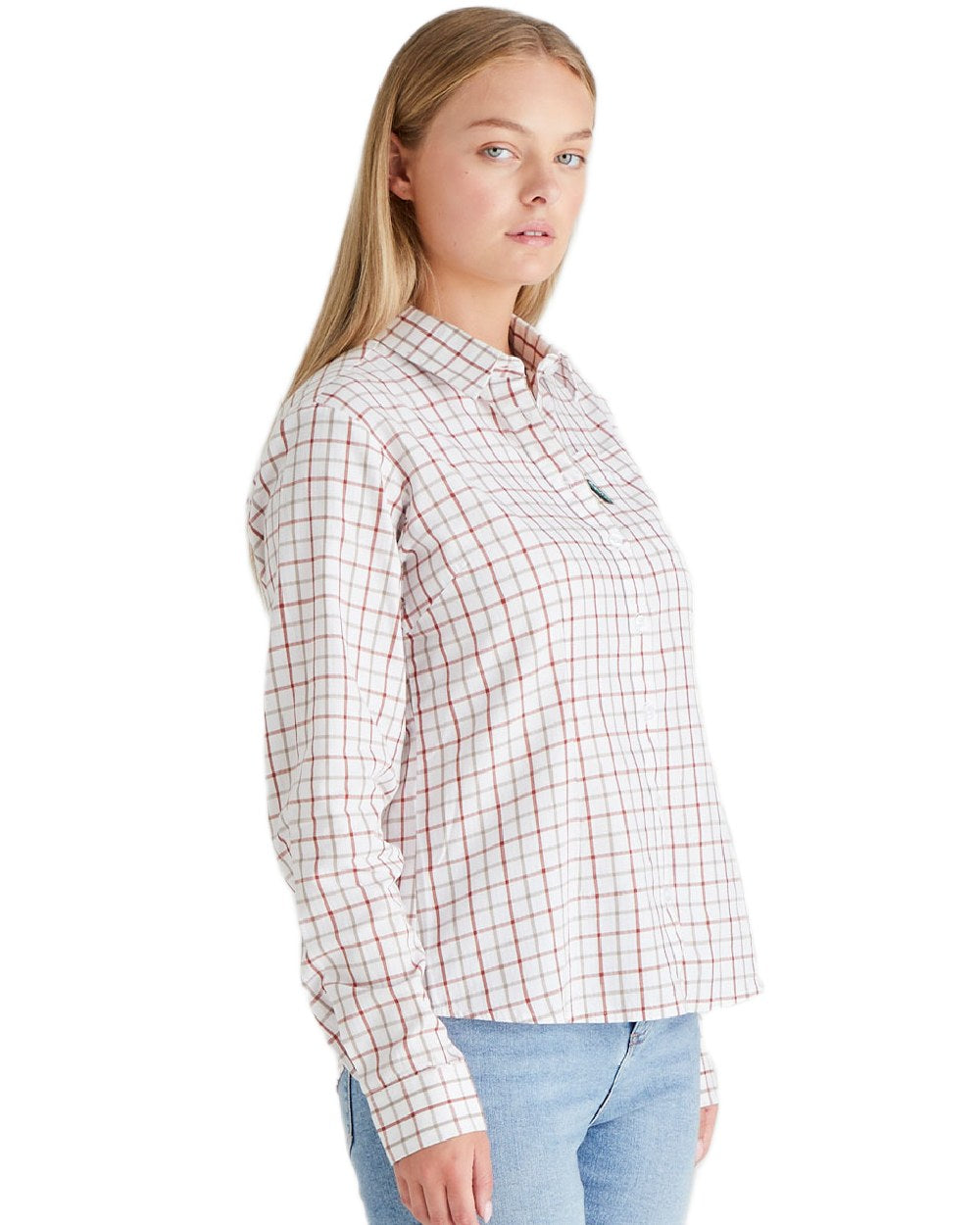 Russet Roasted Cashew coloured Ridgeline Womens Sedgebrook Shirt on white background 
