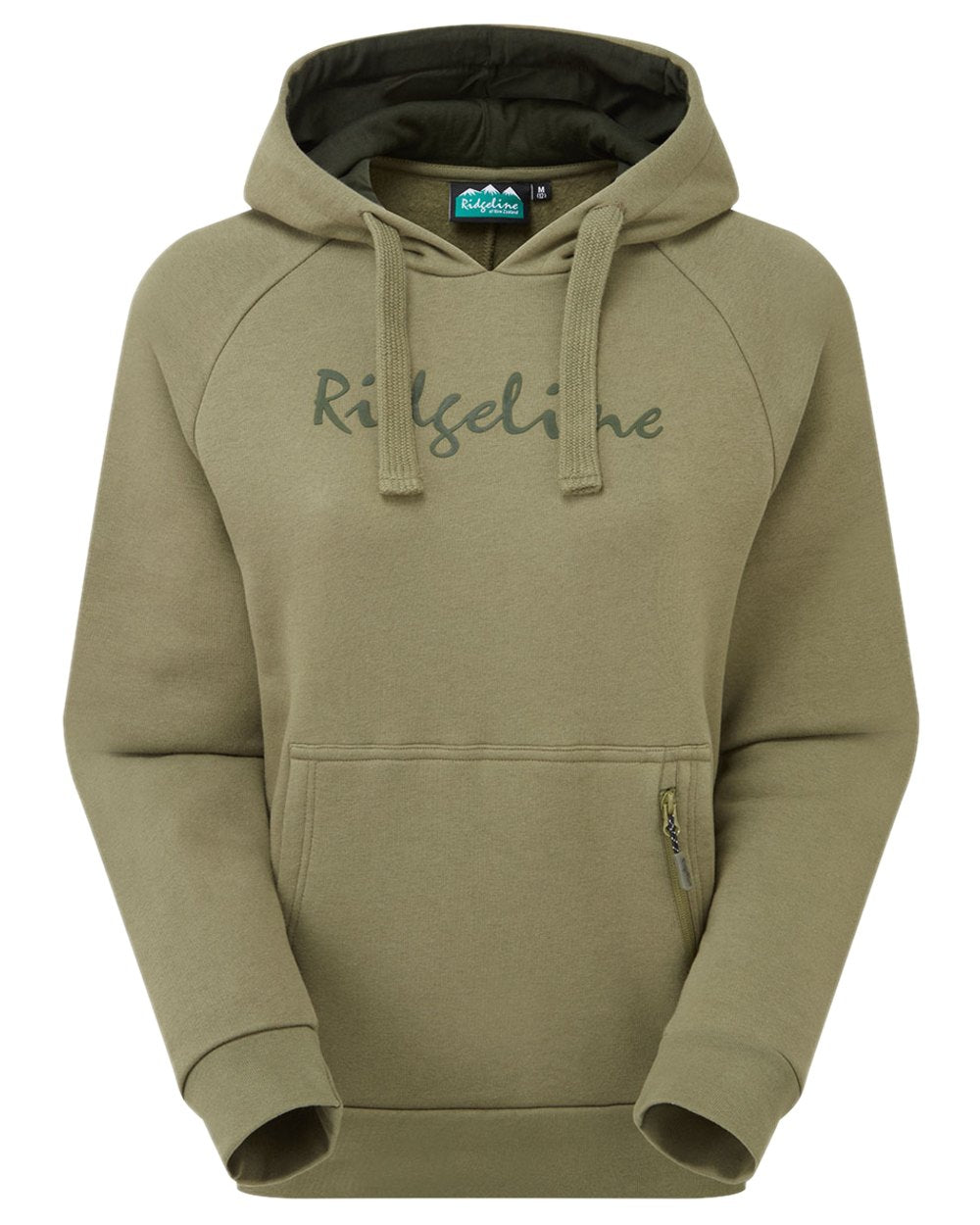 Khaki Green Coloured Ridgeline Womens Signature Hoodie on white background 