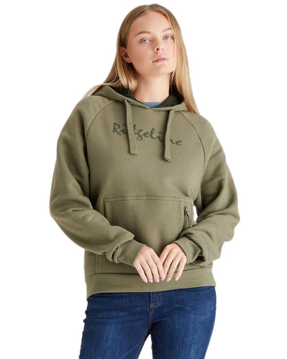 Khaki Green Coloured Ridgeline Womens Signature Hoodie on white background 