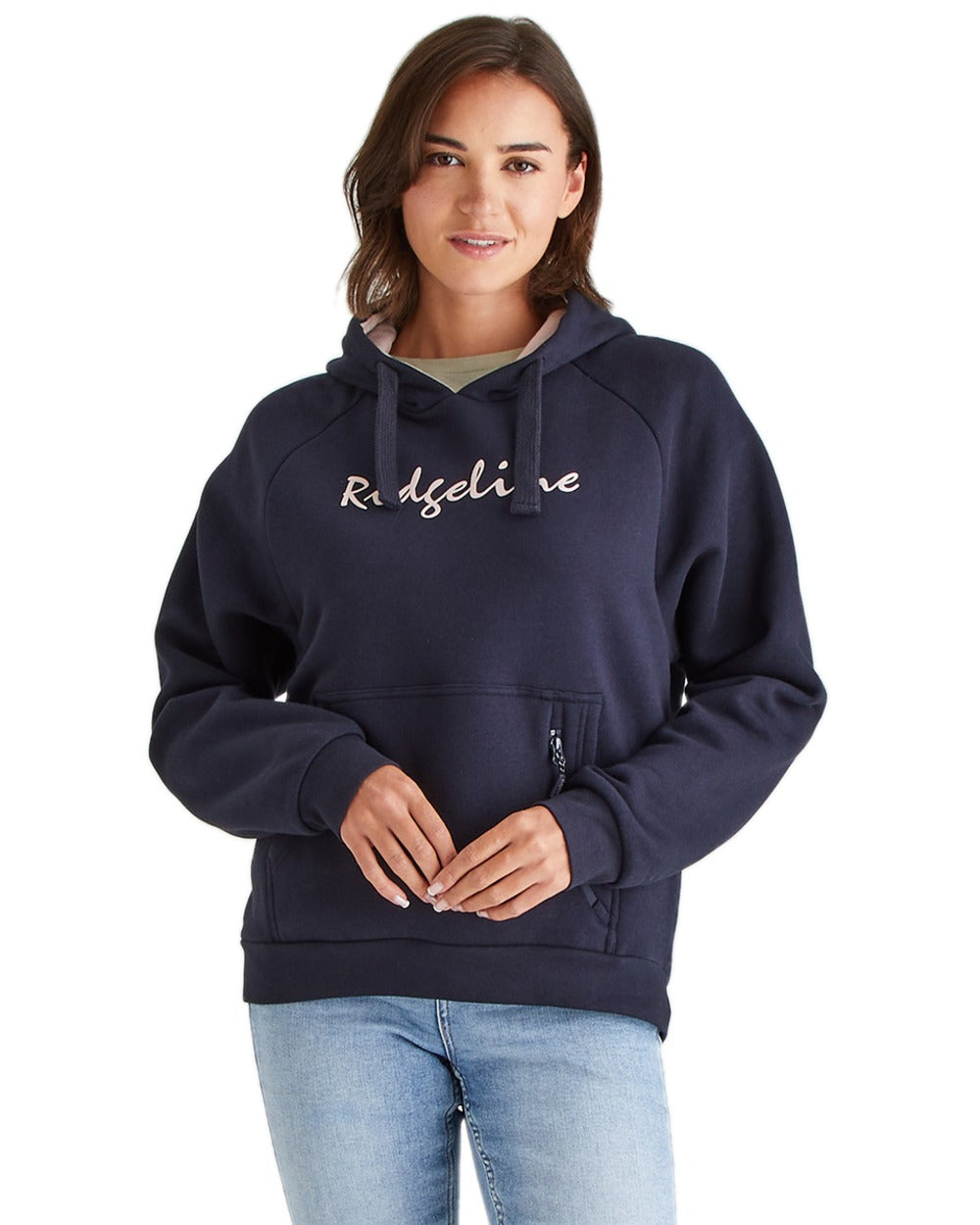 Navy Coloured Ridgeline Womens Signature Hoodie on white background 