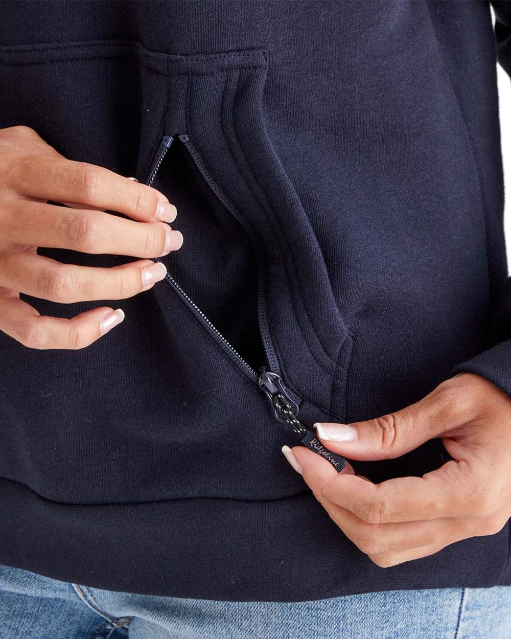 Navy Coloured Ridgeline Womens Signature Hoodie on white background 