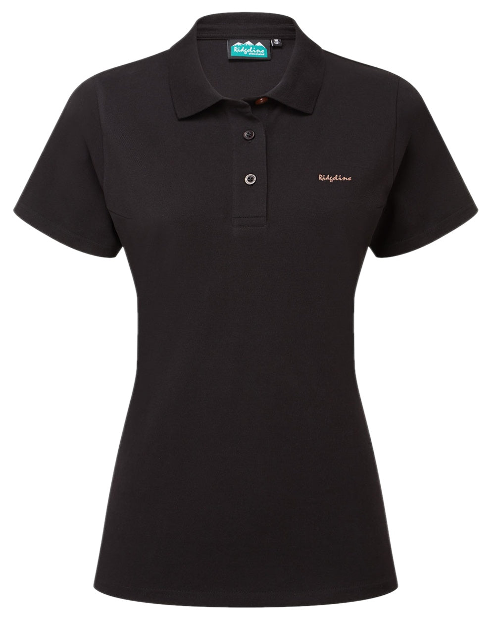 Black Coloured Ridgeline Womens Signature Polo Shirt on white background 