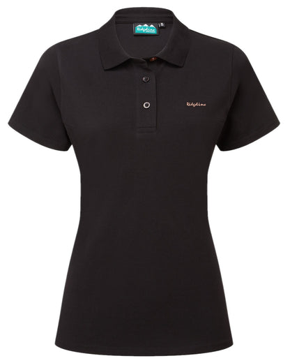 Black Coloured Ridgeline Womens Signature Polo Shirt on white background 