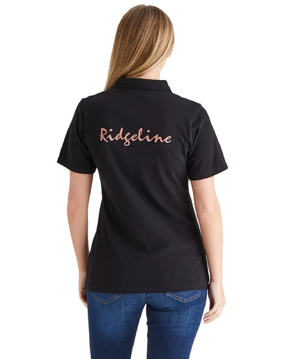 Black Coloured Ridgeline Womens Signature Polo Shirt on white background 