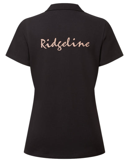 Black Coloured Ridgeline Womens Signature Polo Shirt on white background 
