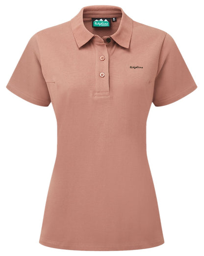 Dusky Pink Coloured Ridgeline Womens Signature Polo Shirt on white background 
