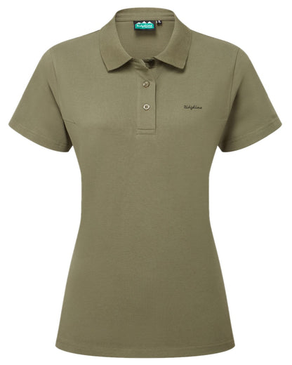 Khaki Green Coloured Ridgeline Womens Signature Polo Shirt on white background 