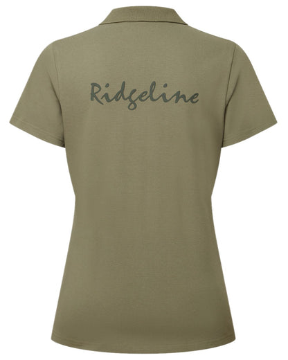 Khaki Green Coloured Ridgeline Womens Signature Polo Shirt on white background 