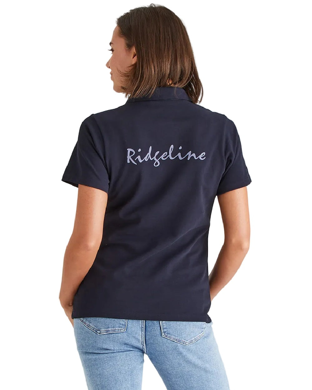 Navy Coloured Ridgeline Womens Signature Polo Shirt on white background 
