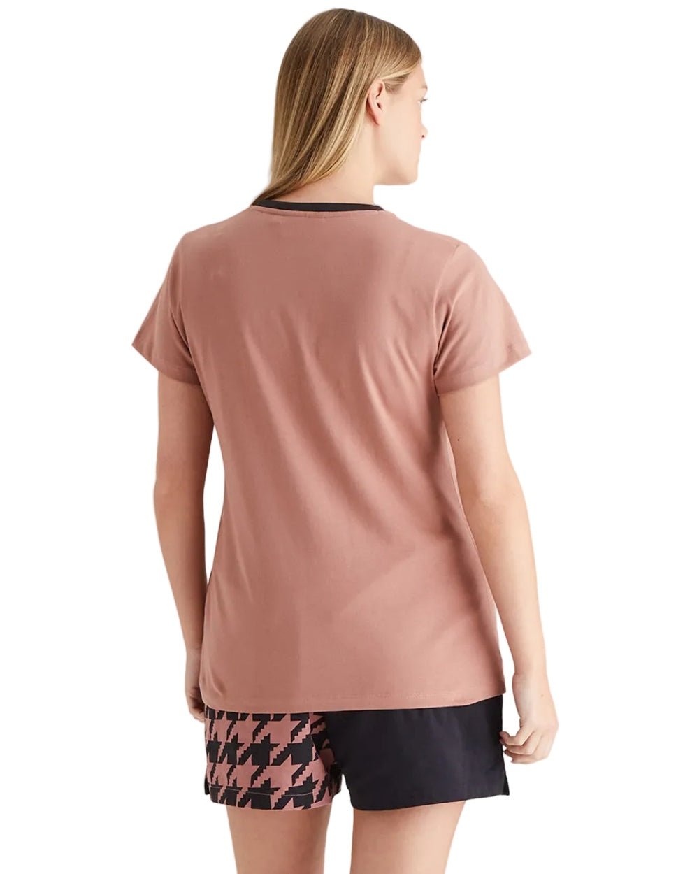 Dusky Pink Coloured Ridgeline Womens Signature T-Shirt on white background 