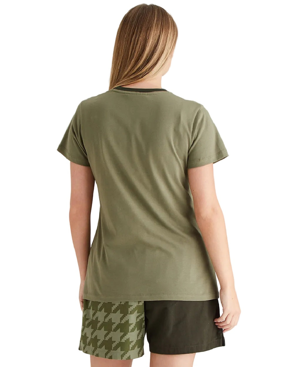 Khaki Green Coloured Ridgeline Womens Signature T-Shirt on white background 