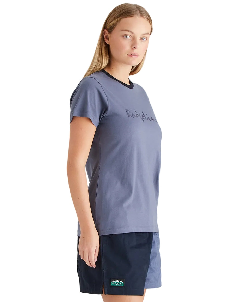 Storm Coloured Ridgeline Womens Signature T-Shirt on white background 