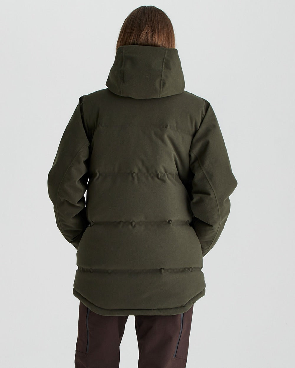 Deep Forest coloured Ridgeline Womens Taiga Thermal Jacket on grey background 