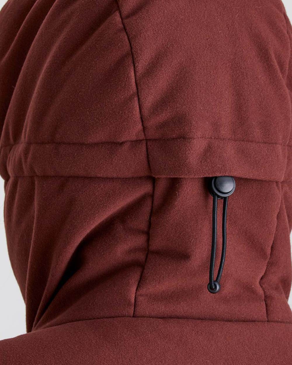 Oxblood coloured Ridgeline Womens Taiga Thermal Jacket on grey background 