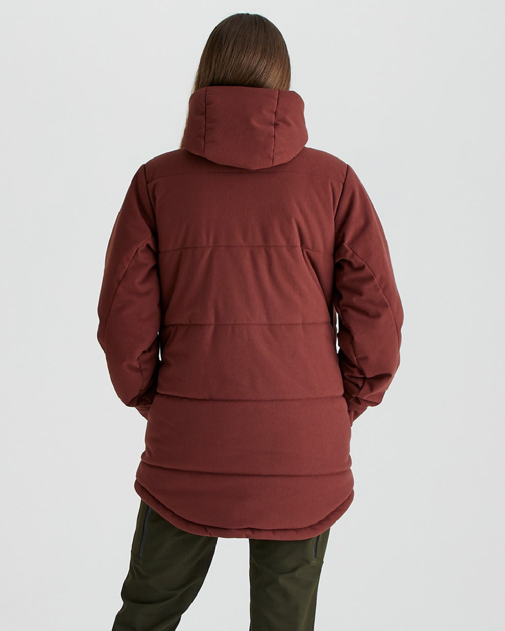Oxblood coloured Ridgeline Womens Taiga Thermal Jacket on grey background 