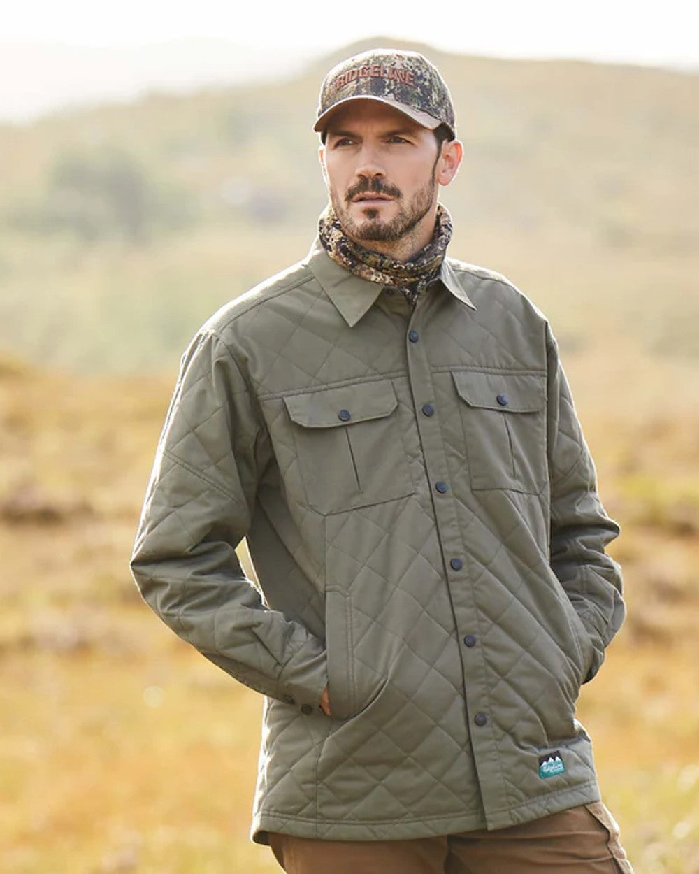 Ridgeline Mens Quilted Bramble Shirt in Olive Drab