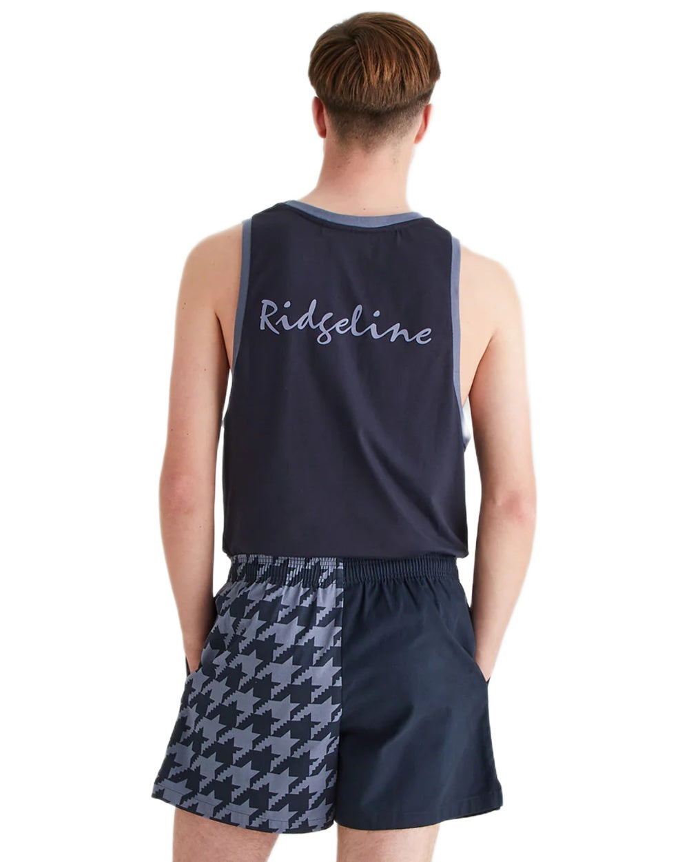 Navy Print Coloured Ridgeline Backslider Shorts on white background 
