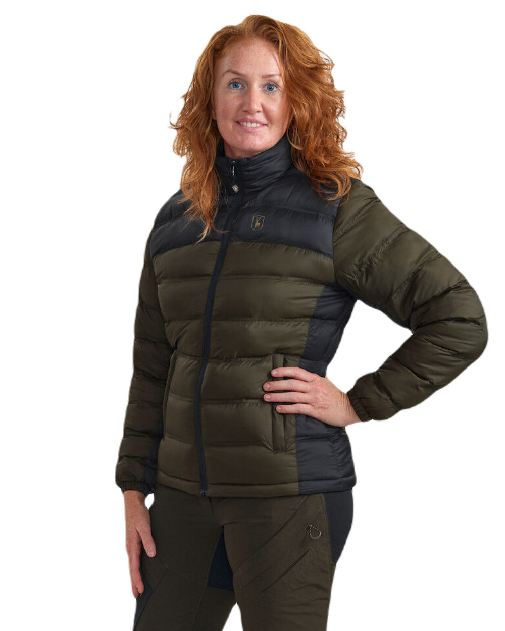 Rifle Green Coloured Deerhunter Lady Northward Padded Jacket On A White Background 