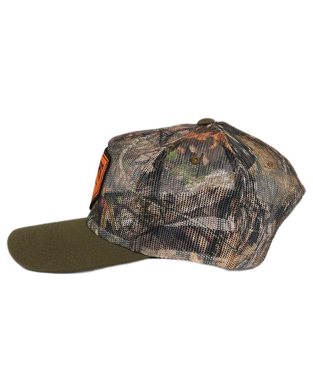 Camo Green coloured Ringers Western Jett Trucker Cap on white background 