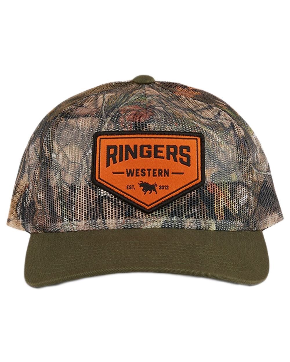 Camo Green coloured Ringers Western Jett Trucker Cap on white background 