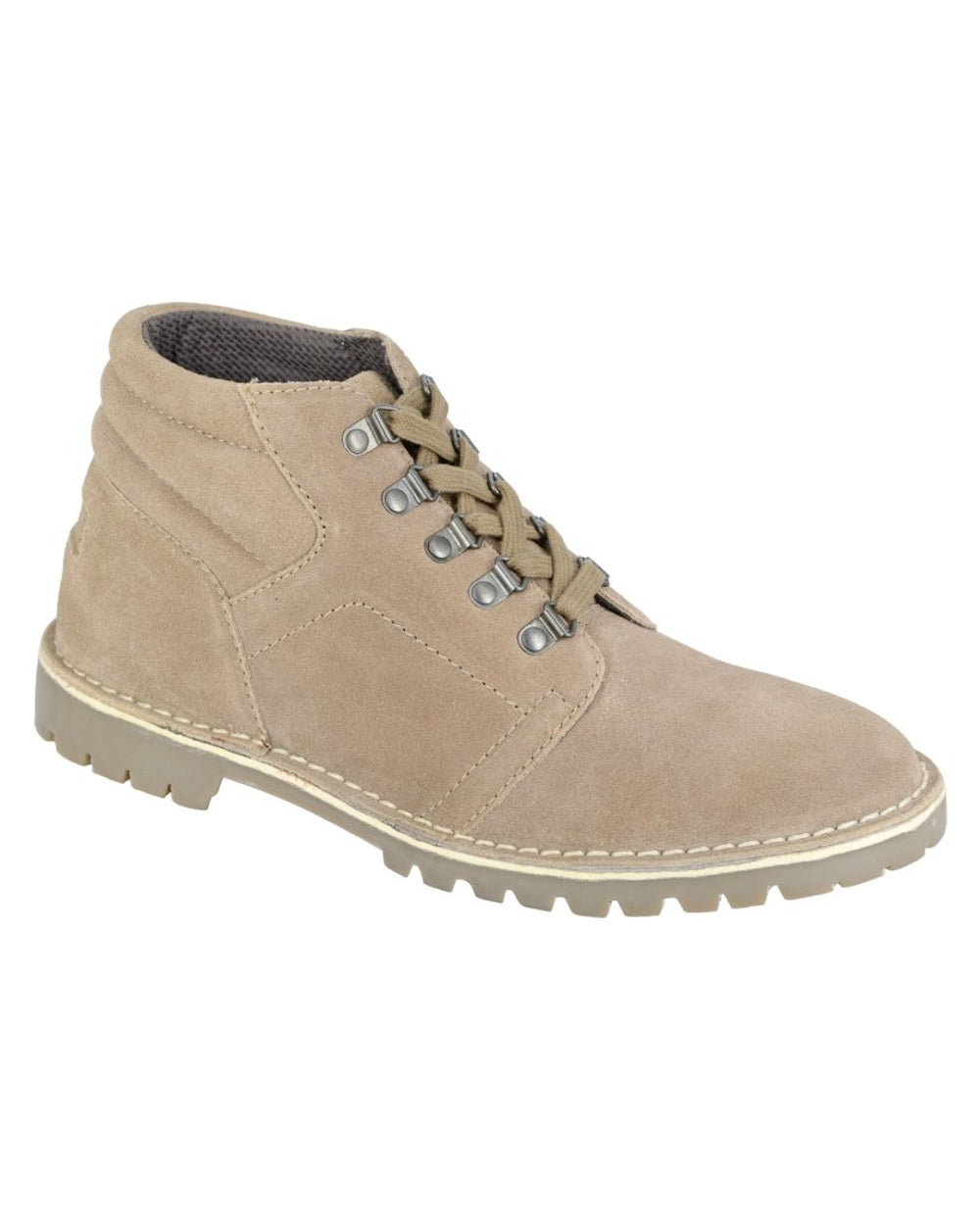 Dark Taupe coloured Roamers Mens D Ring Leisure Suede Boots on white background 