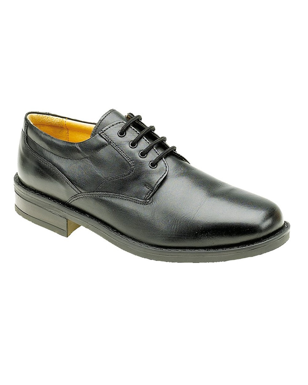 Black coloured Roamers Mens Lace-Up Plain Gibson Shoes on white background 