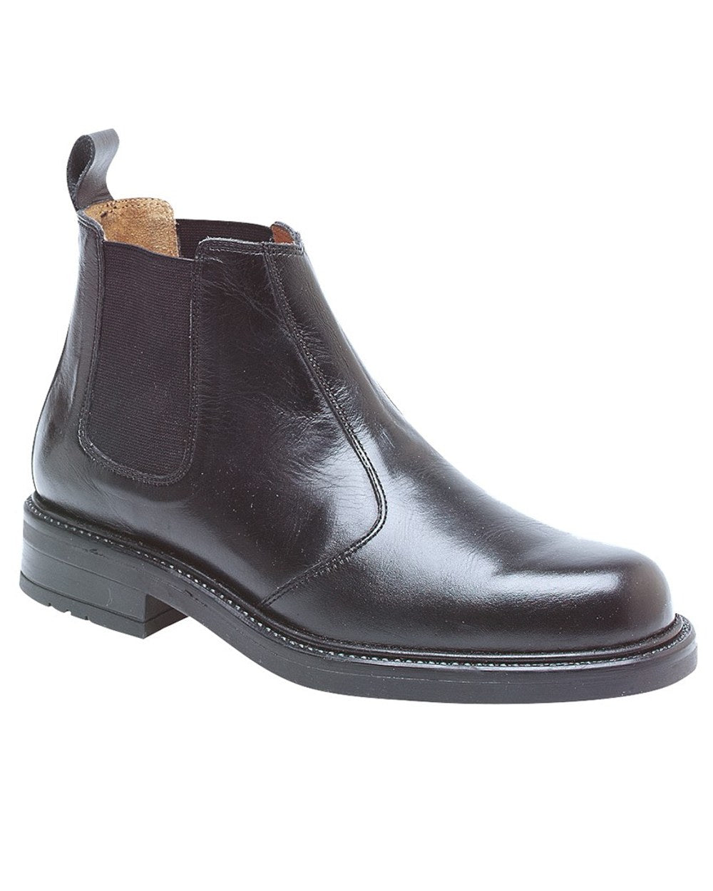 Black coloured Roamers Mens Leather Chelsea Boots on white background 