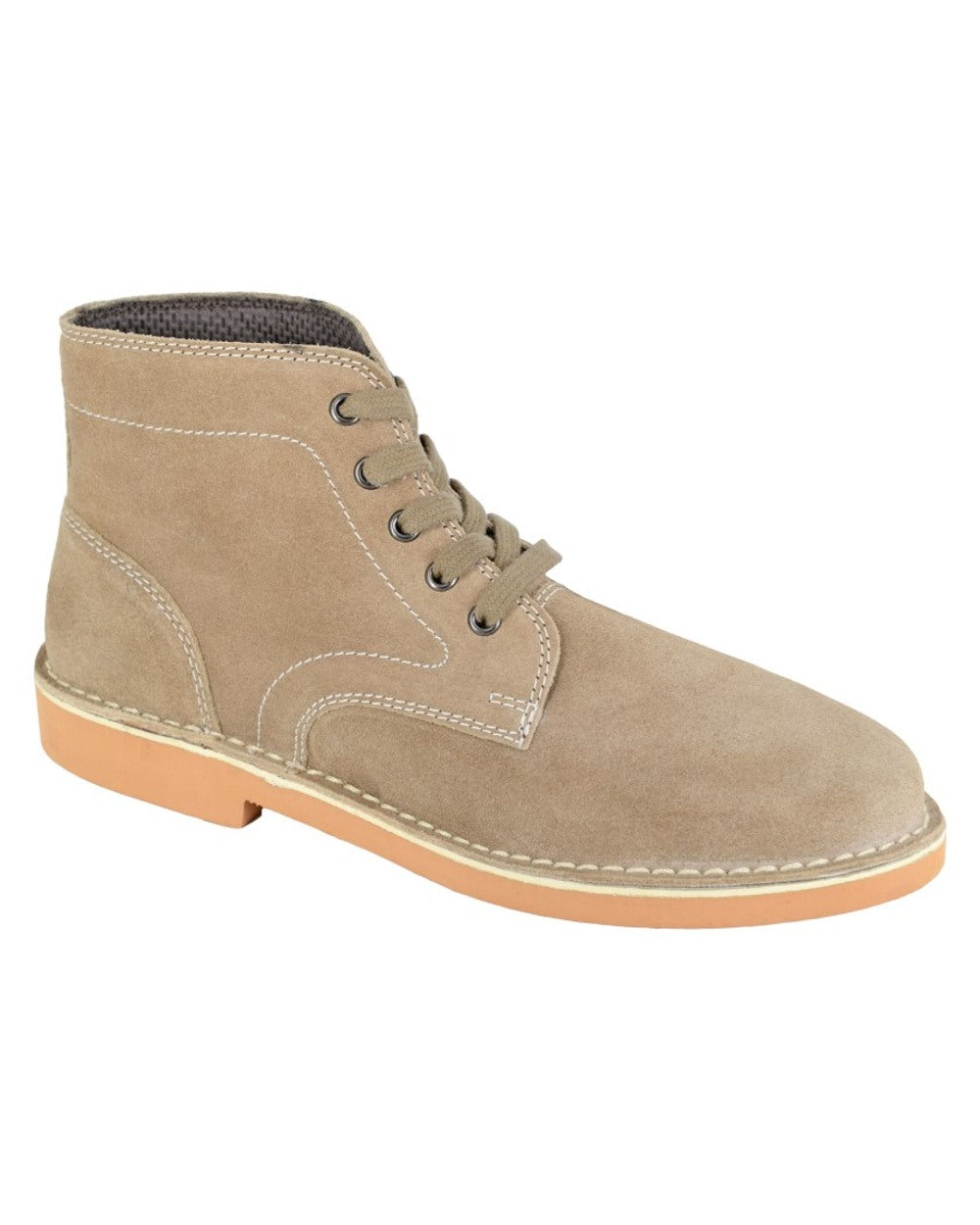 Dark Taupe coloured Mens Real Suede Leisure Boots on white background 