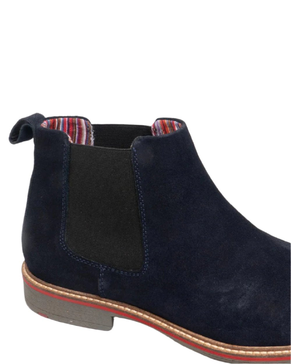 Navy coloured Roamers Mens Suede Gusset Boots on white background 