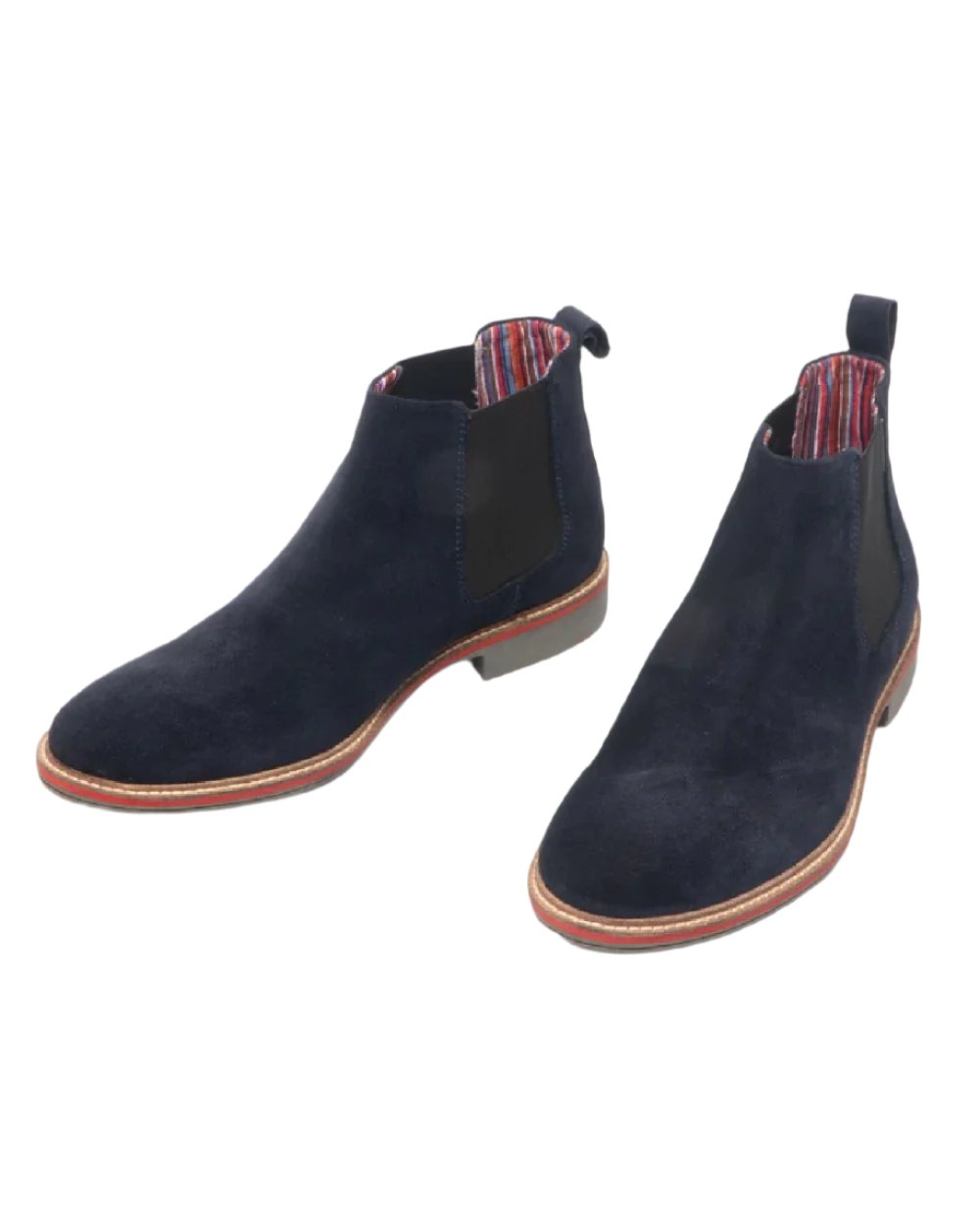 Navy coloured Roamers Mens Suede Gusset Boots on white background 